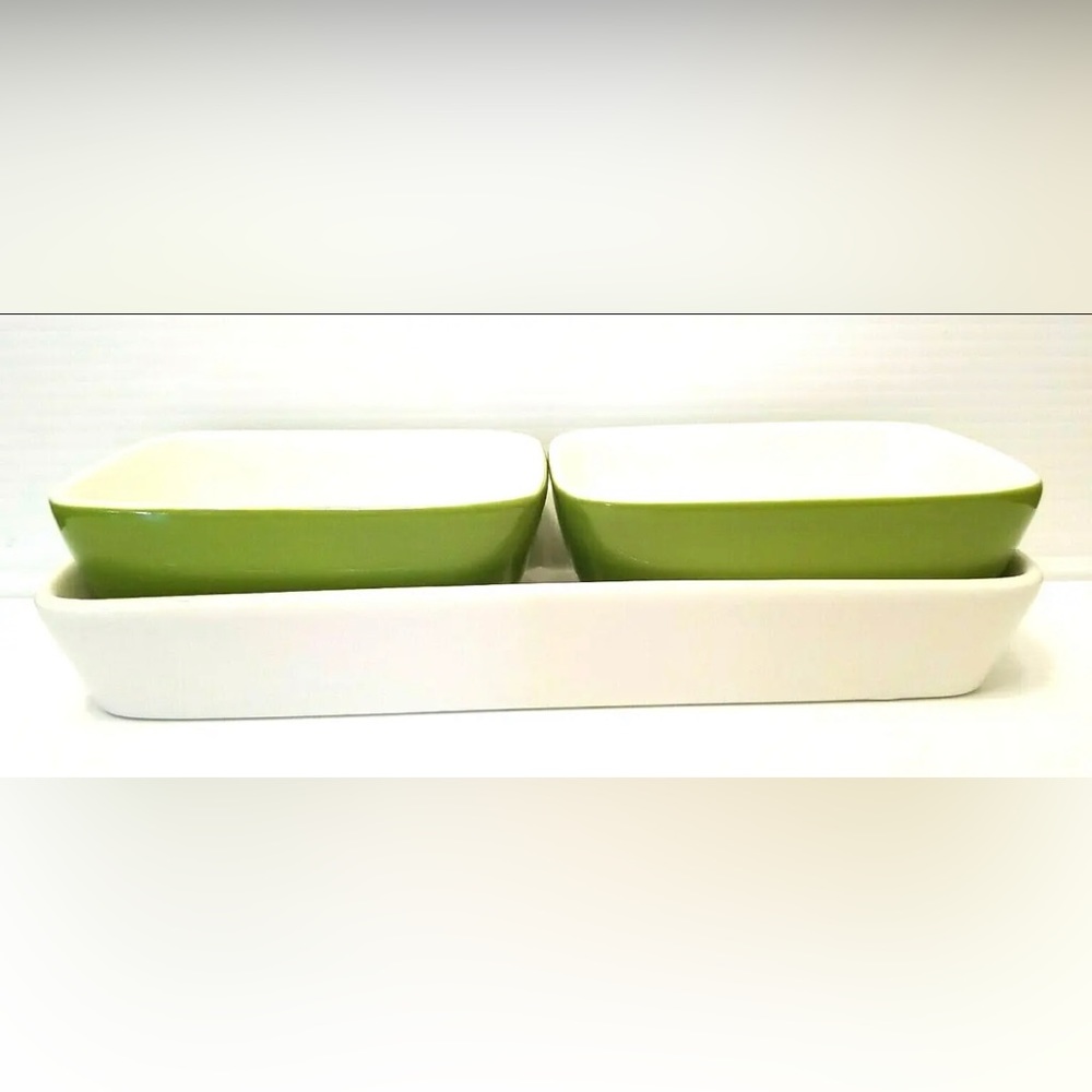 Celebrating Home Stoneware Collection Citrus Condiment Caddy 3 Pc Set NIB 93465